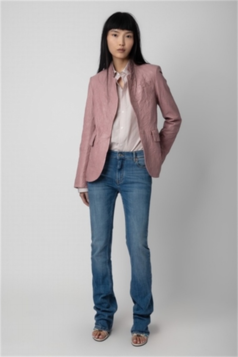 Zadig & Voltaire Very Crinkled Cuero Blazer Rosas | ZV-256354