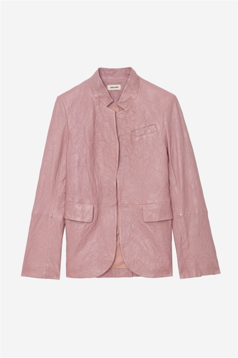 Zadig & Voltaire Very Crinkled Cuero Blazer Rosas | ZV-256354