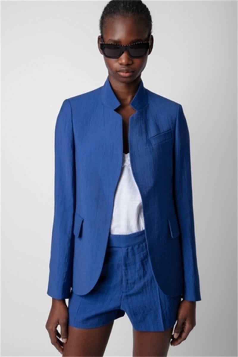 Zadig & Voltaire Very Linen Blazer Azules | ZV-256345