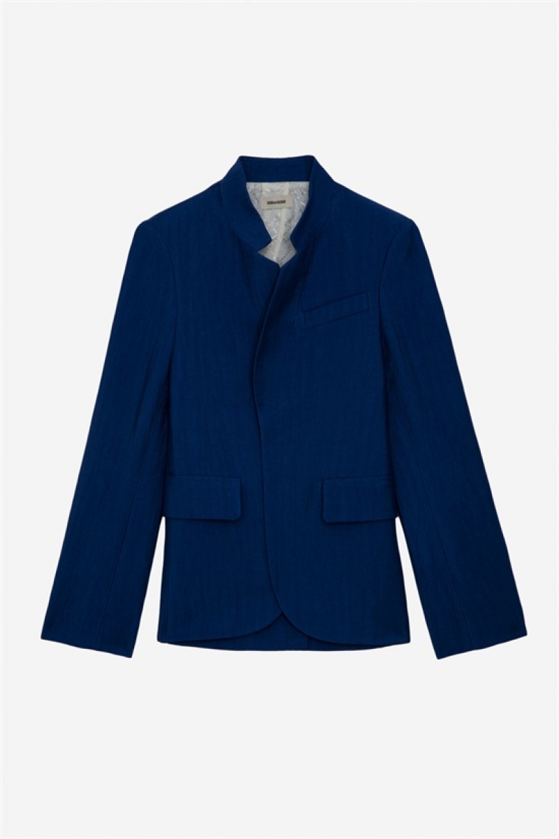 Zadig & Voltaire Very Linen Blazer Azules | ZV-256345