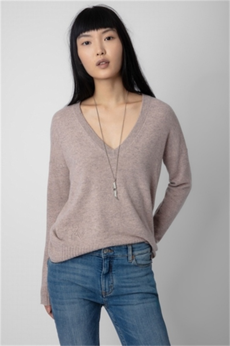 Zadig & Voltaire Vivi Cashmere Sueter Rosas | ZV-256444