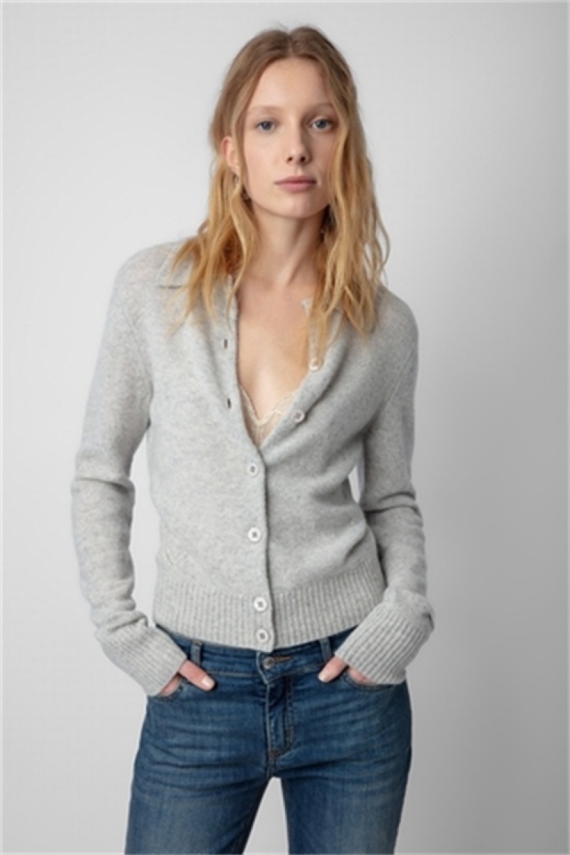 Zadig & Voltaire Voltia Cashmere Cardigan Gris | ZV-256429