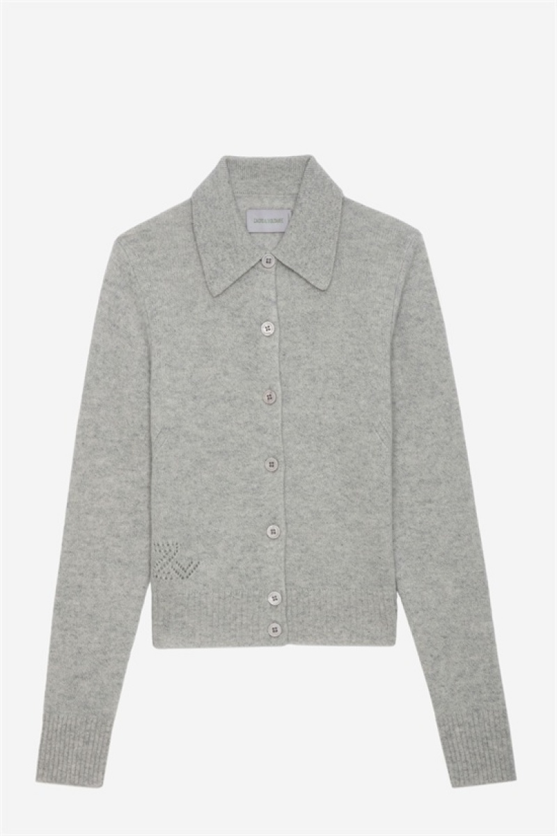 Zadig & Voltaire Voltia Cashmere Cardigan Gris | ZV-256429