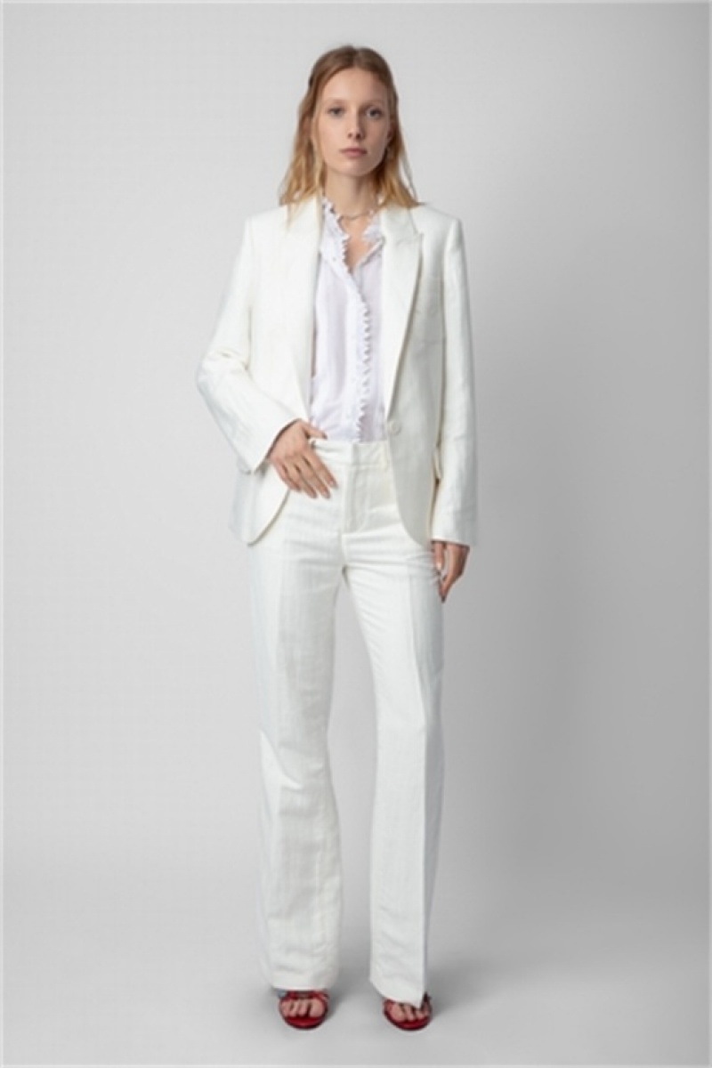 Zadig & Voltaire Vow Linen Blazer Blancas | ZV-256355