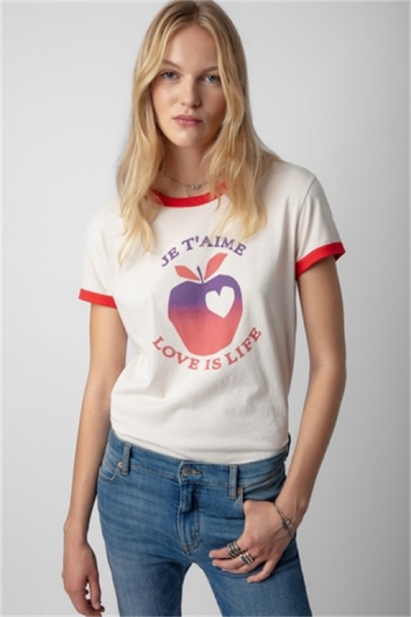 Zadig & Voltaire Walk Love Is Life T-shirt Blancas | ZV-256259