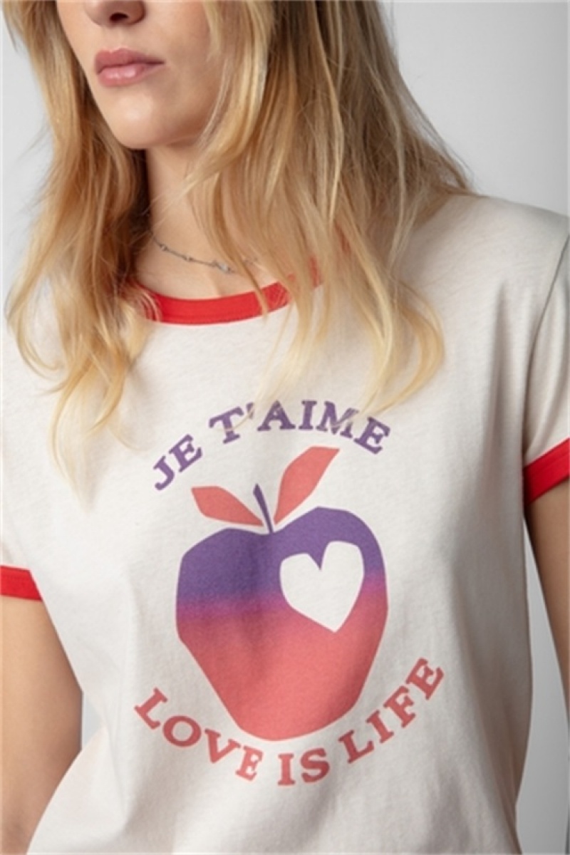 Zadig & Voltaire Walk Love Is Life T-shirt Blancas | ZV-256259