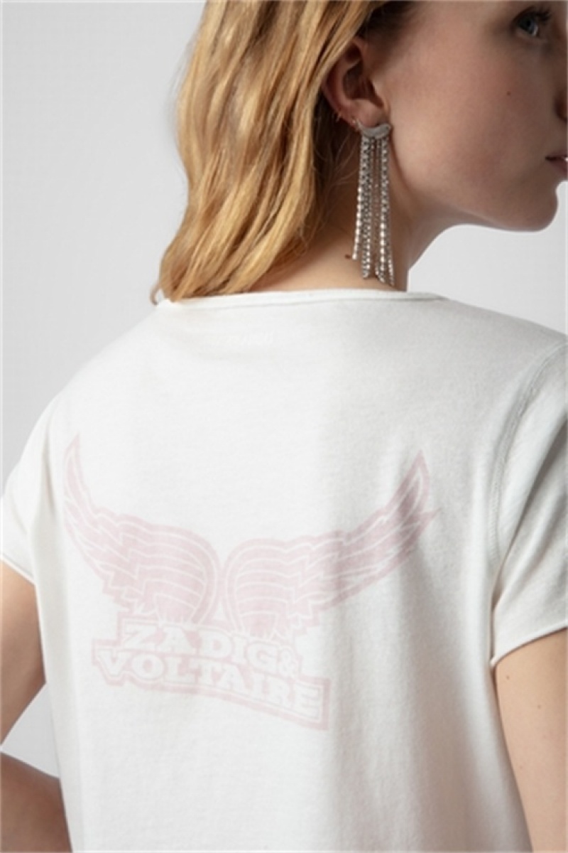 Zadig & Voltaire Wings Henley T-shirt Blancas | ZV-256269