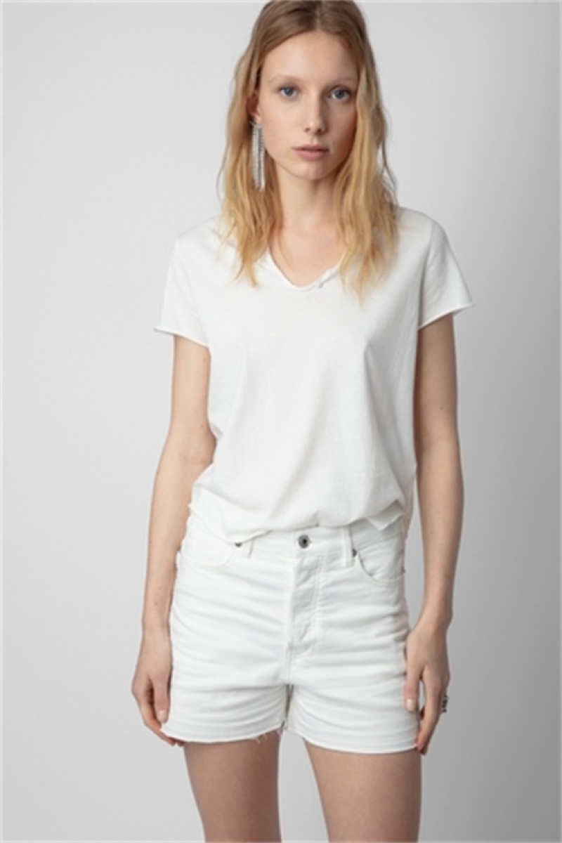 Zadig & Voltaire Wings Henley T-shirt Blancas | ZV-256269