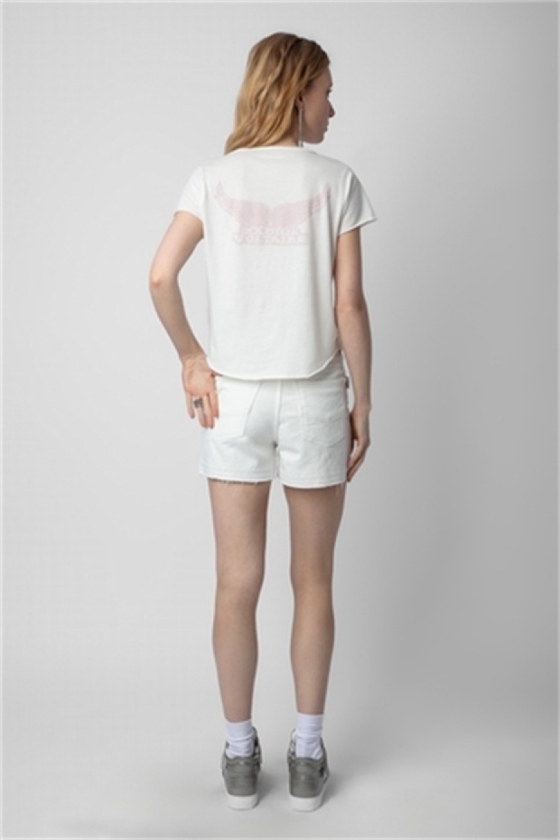 Zadig & Voltaire Wings Henley T-shirt Blancas | ZV-256269