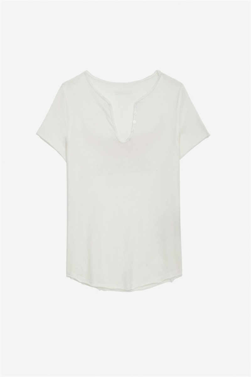 Zadig & Voltaire Wings Henley T-shirt Blancas | ZV-256269