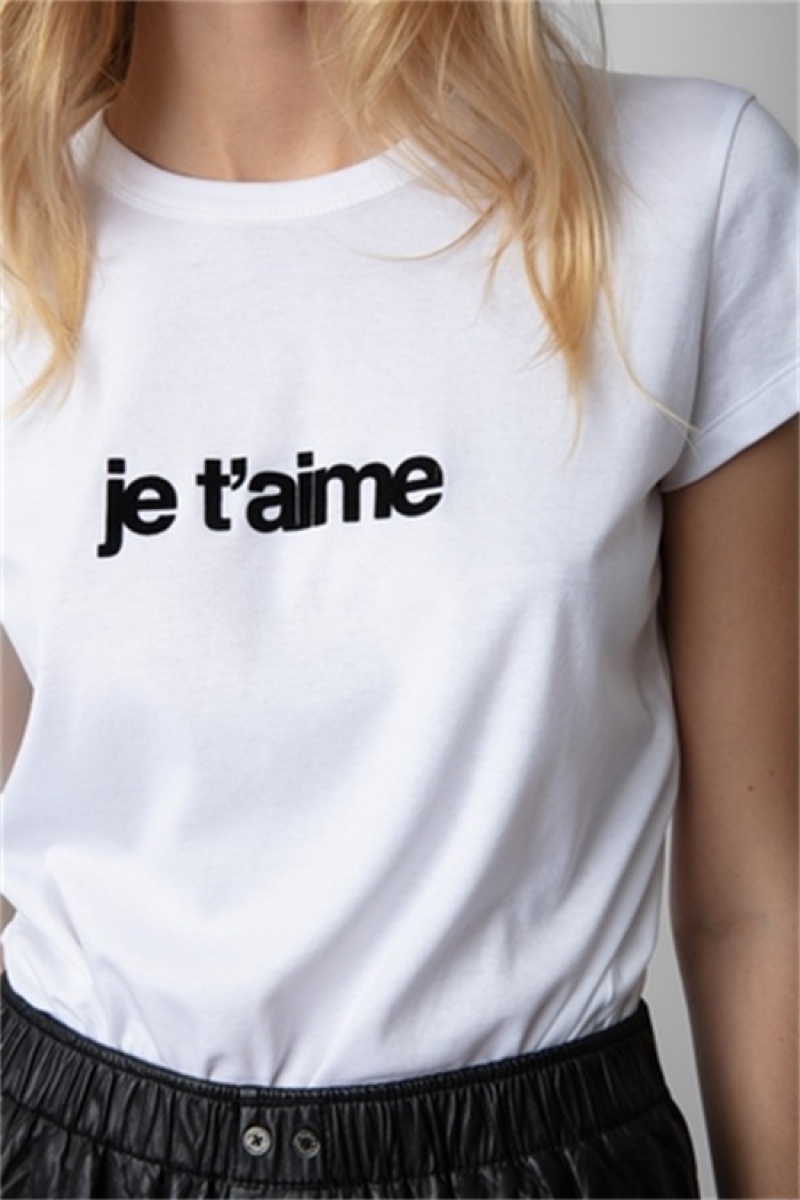 Zadig & Voltaire Woop Je T'aime T-shirt Blancas | ZV-256275