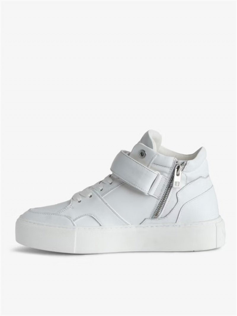 Zadig & Voltaire ZV1747 Flash Fornido Mid-Top Sneakers Blancas | ZV-255672