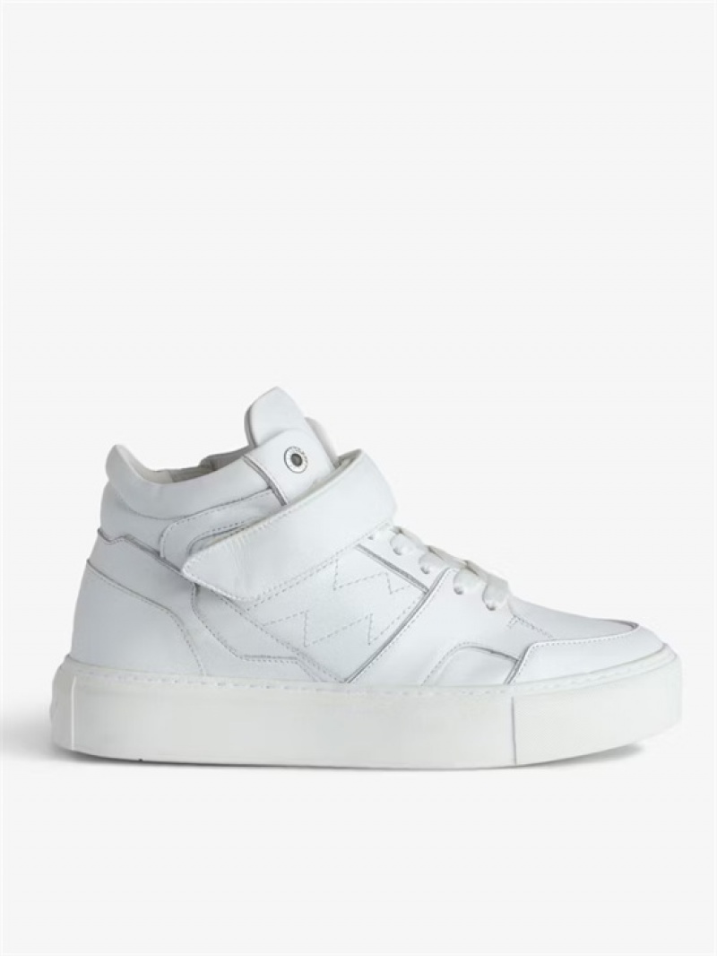 Zadig & Voltaire ZV1747 Flash Fornido Mid-Top Sneakers Blancas | ZV-255672